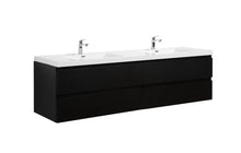 Load image into Gallery viewer, LAVIVA 313AUR-84DMMB-GW Aurora 84" Matte Midnight Black Wall Hung Double Sink Bathroom Vanity with White Acrylic Countertop