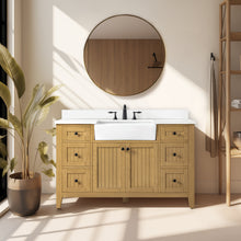 Load image into Gallery viewer, Design Element BK-54-OKM Burbank 54 in Single Sink Oak Bath Vanity with White Quartz Top