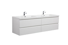 Load image into Gallery viewer, LAVIVA 313AUR-72DGPW-GW Aurora 72" Glossy Polar White Wall Hung Double Sink Bathroom Vanity with White Acrylic Countertop