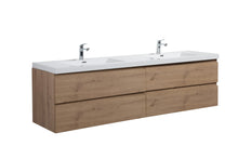 Load image into Gallery viewer, LAVIVA 313AUR-84DSO-GW Aurora 84" Sonoma Oak Wall Hung Double Sink Bathroom Vanity with White Acrylic Countertop