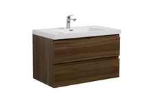 Load image into Gallery viewer, LAVIVA 313AUR-36SW-GW Aurora 36" Smokey Walnut Wall Hung Bathroom Vanity with White Acrylic Countertop