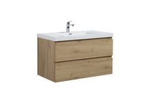 Load image into Gallery viewer, LAVIVA 313AUR-36SO-GW Aurora 36" Sonoma Oak Wall Hung Bathroom Vanity with White Acrylic Countertop