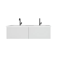 Load image into Gallery viewer, LAVIVA 313VTR-60DCW-MW Vitri 60" Cloud White Double Sink Bathroom Vanity with VIVA Stone Matte White Solid Surface Countertop