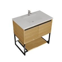 Load image into Gallery viewer, LAVIVA 313SMR-36CO-MW Alto 36" California White Oak Bathroom Vanity with Matte White VIVA Stone Solid Surface Countertop