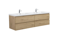 Load image into Gallery viewer, LAVIVA 313AUR-72DSO-GW Aurora 72" Sonoma Oak Wall Hung Double Sink Bathroom Vanity with White Acrylic Countertop