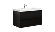 Load image into Gallery viewer, LAVIVA 313AUR-36MMB-GW Aurora 36" Matte Midnight Black Wall Hung Bathroom Vanity with White Acrylic Countertop