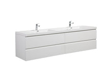 Load image into Gallery viewer, LAVIVA 313AUR-84DGPW-GW Aurora 84" Glossy Polar White Wall Hung Double Sink Bathroom Vanity with White Acrylic Countertop