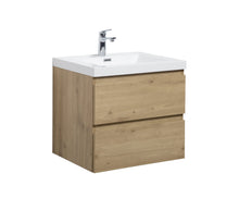 Load image into Gallery viewer, LAVIVA 313AUR-24SO-GW Aurora 24" Sonoma Oak Wall Hung Bathroom Vanity with White Acrylic Countertop