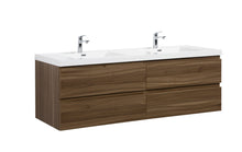 Load image into Gallery viewer, LAVIVA 313AUR-72DSW-GW Aurora 72" Smokey Walnut Wall Hung Double Sink Bathroom Vanity with White Acrylic Countertop