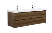 Load image into Gallery viewer, LAVIVA 313AUR-60DSW-GW Aurora 60" Smokey Walnut Wall Hung Double Sink Bathroom Vanity with White Acrylic Countertop