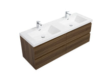 Load image into Gallery viewer, LAVIVA 313AUR-60DSW-GW Aurora 60" Smokey Walnut Wall Hung Double Sink Bathroom Vanity with White Acrylic Countertop