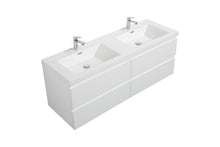Load image into Gallery viewer, LAVIVA 313AUR-60DGPW-GW Aurora 60" Glossy Polar White Wall Hung Double Sink Bathroom Vanity with White Acrylic Countertop