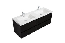 Load image into Gallery viewer, LAVIVA 313AUR-60DMMB-GW Aurora 60" Matte Midnight Black Wall Hung Double Sink Bathroom Vanity with White Acrylic Countertop