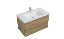 Load image into Gallery viewer, LAVIVA 313AUR-36SO-GW Aurora 36" Sonoma Oak Wall Hung Bathroom Vanity with White Acrylic Countertop