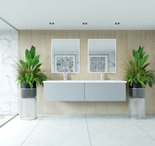 Load image into Gallery viewer, LAVIVA 313VTR-72DFG-MW Vitri 72" Fossil Grey Double Sink Bathroom Vanity with VIVA Stone Matte White Solid Surface Countertop