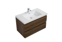 Load image into Gallery viewer, LAVIVA 313AUR-36SW-GW Aurora 36" Smokey Walnut Wall Hung Bathroom Vanity with White Acrylic Countertop