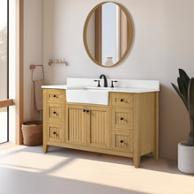Load image into Gallery viewer, Design Element BK-54-OKM Burbank 54 in Single Sink Oak Bath Vanity with White Quartz Top