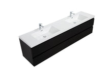 Load image into Gallery viewer, LAVIVA 313AUR-84DMMB-GW Aurora 84" Matte Midnight Black Wall Hung Double Sink Bathroom Vanity with White Acrylic Countertop