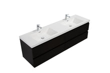 Load image into Gallery viewer, LAVIVA 313AUR-72DMMB-GW Aurora 72" Matte Midnight Black Wall Hung Double Sink Bathroom Vanity with White Acrylic Countertop