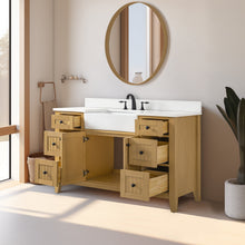 Load image into Gallery viewer, Design Element BK-54-OKM Burbank 54 in Single Sink Oak Bath Vanity with White Quartz Top