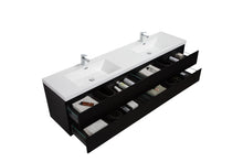Load image into Gallery viewer, LAVIVA 313AUR-84DMMB-GW Aurora 84" Matte Midnight Black Wall Hung Double Sink Bathroom Vanity with White Acrylic Countertop
