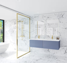 Load image into Gallery viewer, LAVIVA 313VTR-60DNB-MW Vitri 60" Nautical Blue Double Sink Bathroom Vanity with VIVA Stone Matte White Solid Surface Countertop