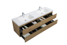 Load image into Gallery viewer, LAVIVA 313AUR-72DSO-GW Aurora 72" Sonoma Oak Wall Hung Double Sink Bathroom Vanity with White Acrylic Countertop