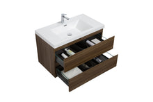 Load image into Gallery viewer, LAVIVA 313AUR-36SW-GW Aurora 36" Smokey Walnut Wall Hung Bathroom Vanity with White Acrylic Countertop
