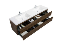 Load image into Gallery viewer, LAVIVA 313AUR-72DSW-GW Aurora 72" Smokey Walnut Wall Hung Double Sink Bathroom Vanity with White Acrylic Countertop