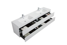 Load image into Gallery viewer, LAVIVA 313AUR-84DGPW-GW Aurora 84" Glossy Polar White Wall Hung Double Sink Bathroom Vanity with White Acrylic Countertop