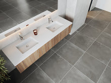 Load image into Gallery viewer, LAVIVA 313LGN-72DWG-MW Legno 72" Weathered Grey Double Sink Bathroom Vanity with Matte White VIVA Stone Solid Surface Countertop