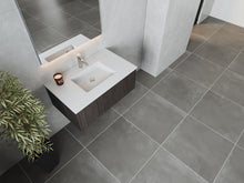 Load image into Gallery viewer, LAVIVA 313LGN-36CR-MW Legno 36" Carbon Oak Bathroom Vanity with Matte White VIVA Stone Solid Surface Countertop