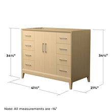 Load image into Gallery viewer, Wyndham Collection WCH757542SHOCXSXXMXX Janna 42 Inch Single Bathroom Vanity in White Oak, No Countertop, No Sink, Brushed Nickel Trim