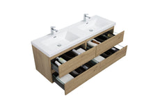 Load image into Gallery viewer, LAVIVA 313AUR-60DSO-GW Aurora 60" Sonoma Oak Wall Hung Double Sink Bathroom Vanity with White Acrylic Countertop
