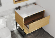 Load image into Gallery viewer, LAVIVA 313SMR-36CO-MW Alto 36" California White Oak Bathroom Vanity with Matte White VIVA Stone Solid Surface Countertop