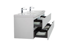 Load image into Gallery viewer, LAVIVA 313AUR-72DGPW-GW Aurora 72" Glossy Polar White Wall Hung Double Sink Bathroom Vanity with White Acrylic Countertop