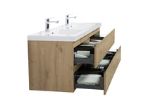 Load image into Gallery viewer, LAVIVA 313AUR-72DSO-GW Aurora 72" Sonoma Oak Wall Hung Double Sink Bathroom Vanity with White Acrylic Countertop