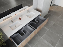 Load image into Gallery viewer, LAVIVA 313LGN-72DWG-MW Legno 72" Weathered Grey Double Sink Bathroom Vanity with Matte White VIVA Stone Solid Surface Countertop