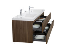 Load image into Gallery viewer, LAVIVA 313AUR-72DSW-GW Aurora 72" Smokey Walnut Wall Hung Double Sink Bathroom Vanity with White Acrylic Countertop