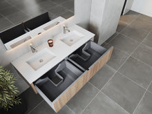 Load image into Gallery viewer, LAVIVA 313LGN-60DWG-MW Legno 60" Weathered Grey Double Sink Bathroom Vanity with Matte White VIVA Stone Solid Surface Countertop