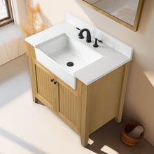 Load image into Gallery viewer, Design Element BK-36-OKM Burbank 36-in Oak Farmhouse Single Sink Bathroom Vanity with White Quartz Top