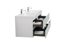 Load image into Gallery viewer, LAVIVA 313AUR-60DGPW-GW Aurora 60" Glossy Polar White Wall Hung Double Sink Bathroom Vanity with White Acrylic Countertop