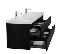 Load image into Gallery viewer, LAVIVA 313AUR-72DMMB-GW Aurora 72" Matte Midnight Black Wall Hung Double Sink Bathroom Vanity with White Acrylic Countertop