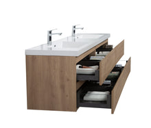 Load image into Gallery viewer, LAVIVA 313AUR-84DSO-GW Aurora 84" Sonoma Oak Wall Hung Double Sink Bathroom Vanity with White Acrylic Countertop