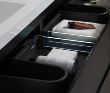 Load image into Gallery viewer, LAVIVA 313AUR-60DMMB-GW Aurora 60" Matte Midnight Black Wall Hung Double Sink Bathroom Vanity with White Acrylic Countertop