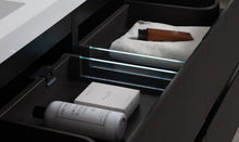 Load image into Gallery viewer, LAVIVA 313AUR-72DMMB-GW Aurora 72" Matte Midnight Black Wall Hung Double Sink Bathroom Vanity with White Acrylic Countertop