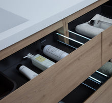 Load image into Gallery viewer, LAVIVA 313AUR-84DSO-GW Aurora 84" Sonoma Oak Wall Hung Double Sink Bathroom Vanity with White Acrylic Countertop