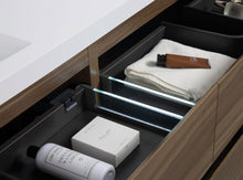 Load image into Gallery viewer, LAVIVA 313AUR-72DSW-GW Aurora 72" Smokey Walnut Wall Hung Double Sink Bathroom Vanity with White Acrylic Countertop