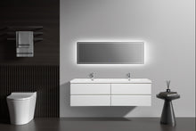 Load image into Gallery viewer, LAVIVA 313AUR-72DGPW-GW Aurora 72" Glossy Polar White Wall Hung Double Sink Bathroom Vanity with White Acrylic Countertop