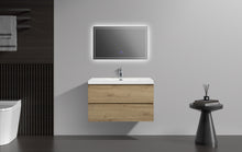 Load image into Gallery viewer, LAVIVA 313AUR-36SO-GW Aurora 36" Sonoma Oak Wall Hung Bathroom Vanity with White Acrylic Countertop